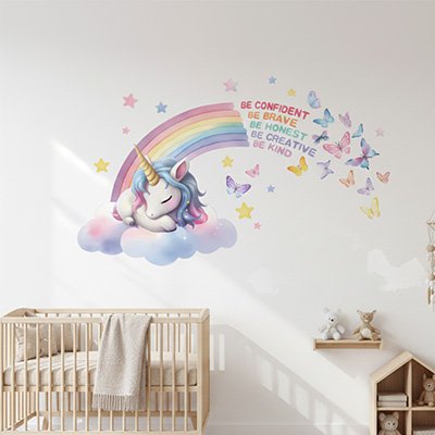 Ambiance imaginaire et féérique avec les Stickers muraux licorne