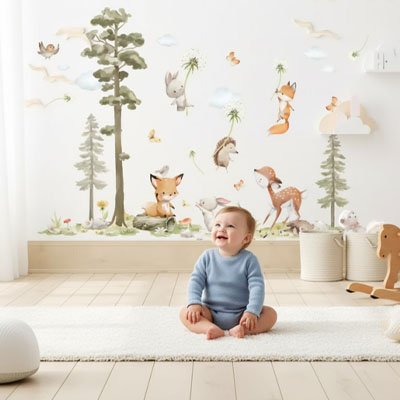 Animaux de la forêt représenté sur les Stickers muraux chambre