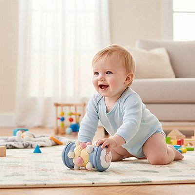 Bébé sur son tapis de jeu avec le Jouet bebe 1 an 