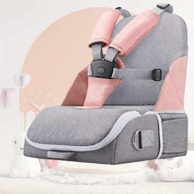 chaise bebe nomade  sac à langer rose et gris