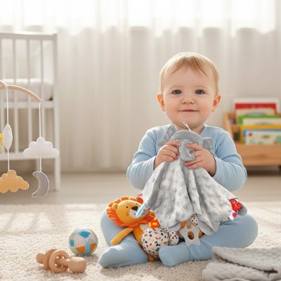Doudou dans les mains d'un jeune enfant