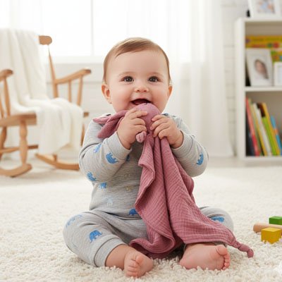 Doudou lapin en mousseline douce pour bébé