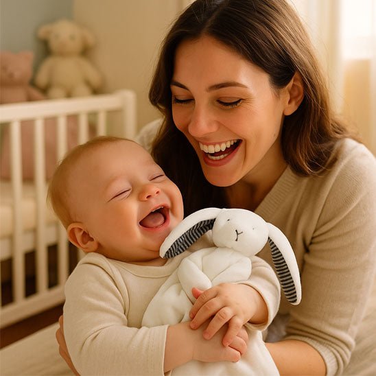 bébé et maman avec le doudou lapin lovely