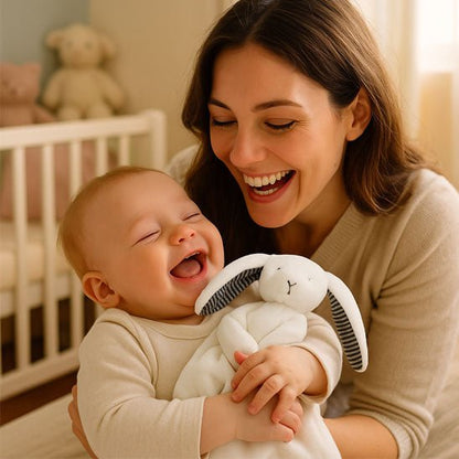 bébé et maman avec le doudou lapin lovely