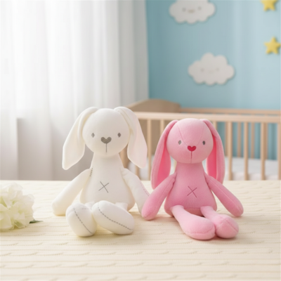 doudou lapin rose et blanc