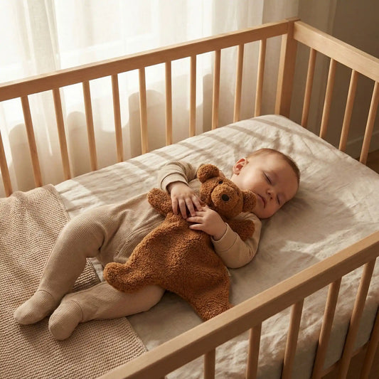 Le doudou plat blotti contre bébé endormi
