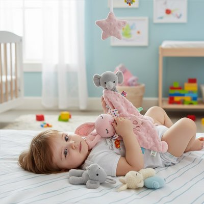 Enfant allongé avec son Doudou