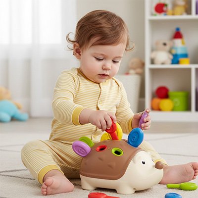 Enfant manipulant les pics du Jouet pour bebe 18 mois 
