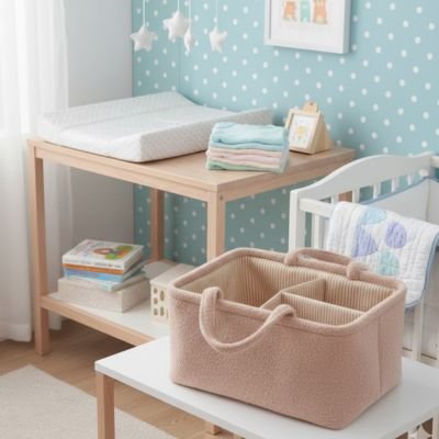 Le Panier de rangement bébé en coloris rose