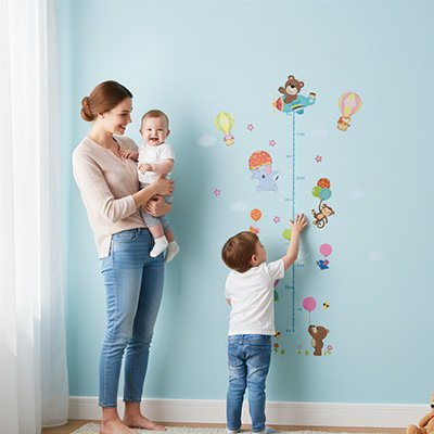 l'enfant découvre la Toise installée dans la chambre