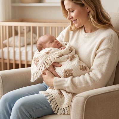 Maman câline son trésor dans la Couverture bébé 