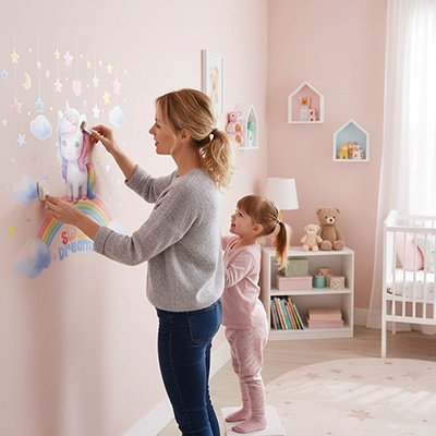 Maman change de place les Stickers muraux licorne