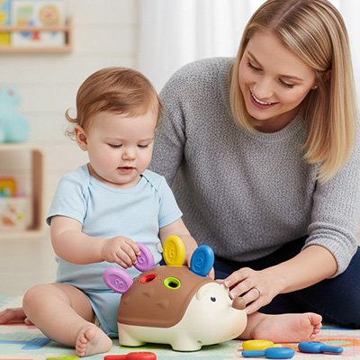 Maman et bebe jouant avec le Jouet pour bebe 18 mois 
