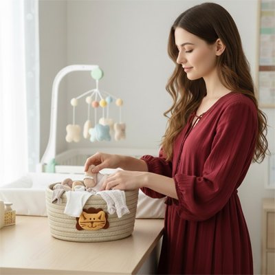 Panier de rangement bebe pour les soins 