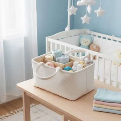 Panier de rangement bébé pour organiser les couches et lotions