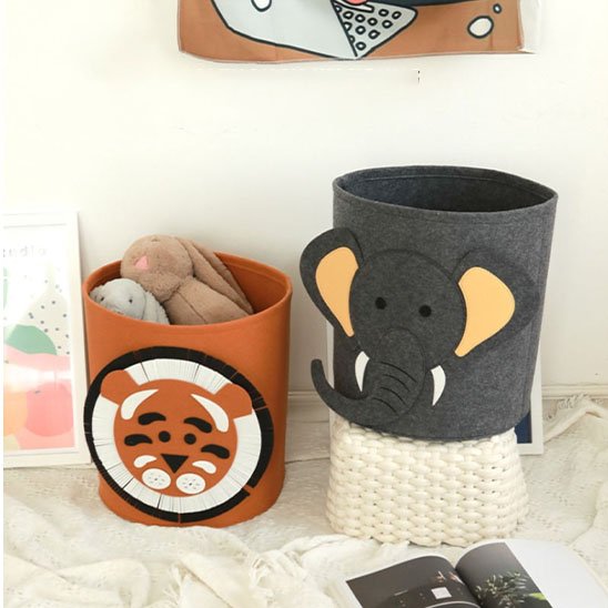 Panier en tissu aux décors d'animaux