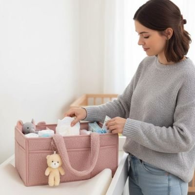 Panier rangement bébé rose