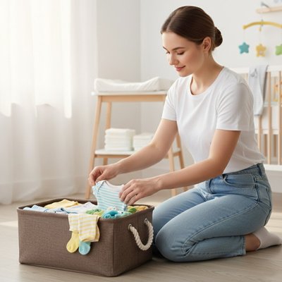 Paniers de rangement bebe pour organiser  les vêtements 