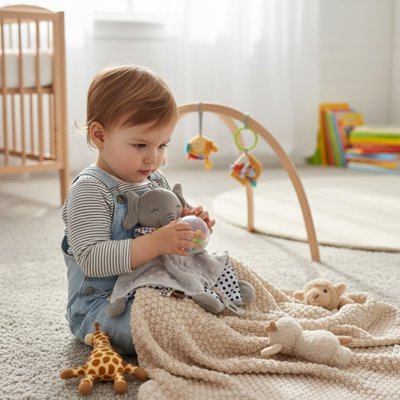 Petit garçon qui joue avec Doudou 