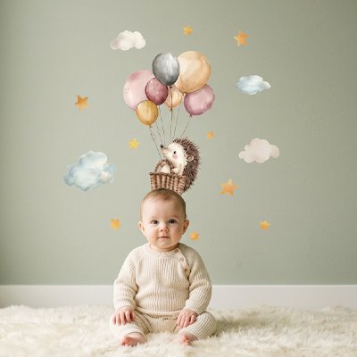 photo de bébé avec ses Stickers muraux 