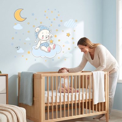 Stickers muraux chambre au dessus du lit de bébé