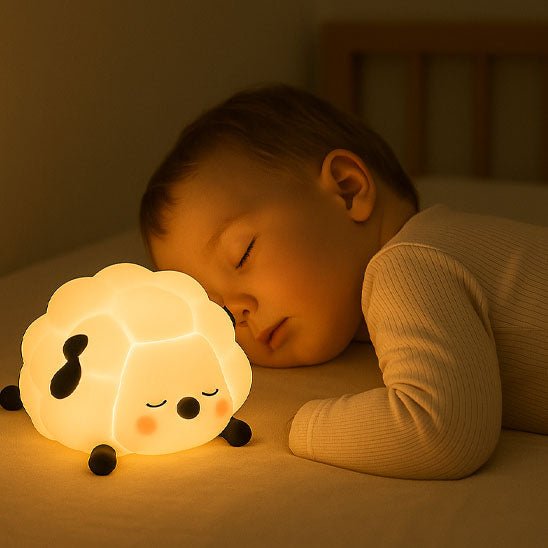 enfant endormie avec sa veilleuse mouton loop